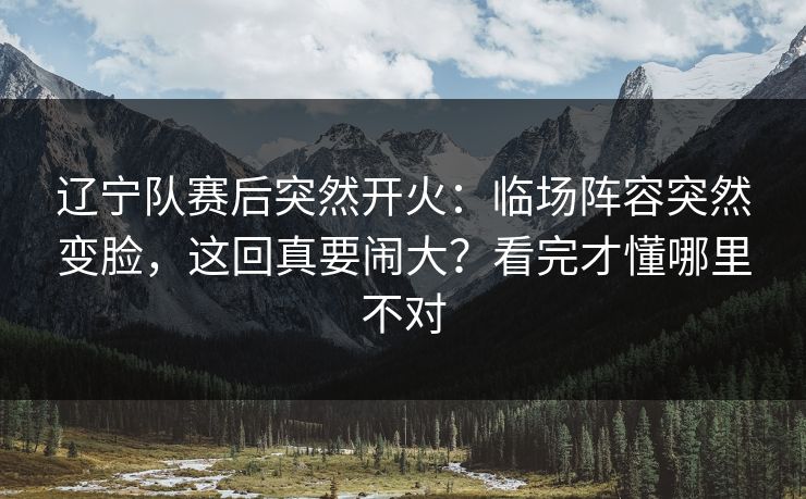 辽宁队赛后突然开火:临场阵容突然变脸,这回真要闹大?看完才懂哪里不对 辽宁队赛后突然开火:临场阵容突然变脸,这回真要闹大?看完才懂哪里不对