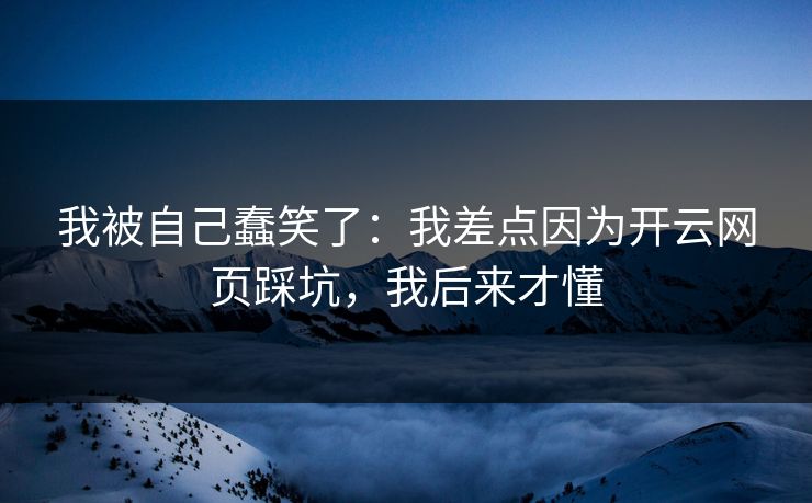 我被自己蠢笑了:我差点因为开云网页踩坑,我后来才懂 我被自己蠢笑了:我差点因为开云网页踩坑,我后来才懂