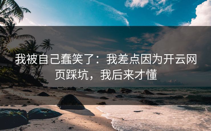 我被自己蠢笑了:我差点因为开云网页踩坑,我后来才懂 我被自己蠢笑了:我差点因为开云网页踩坑,我后来才懂