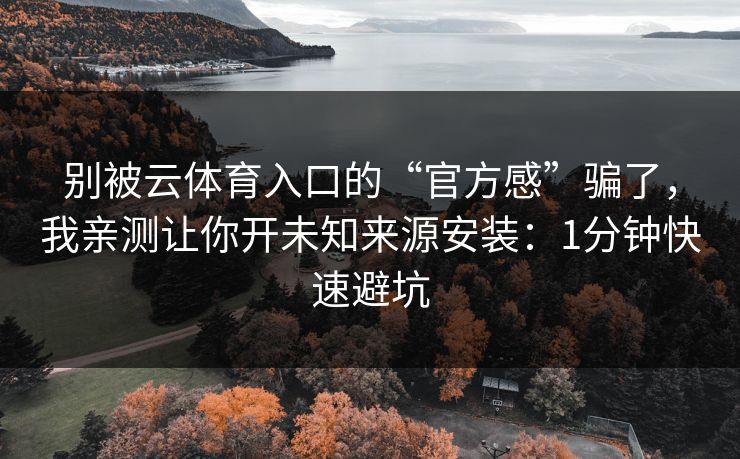 别被云体育入口的“官方感”骗了，我亲测让你开未知来源安装：1分钟快速避坑